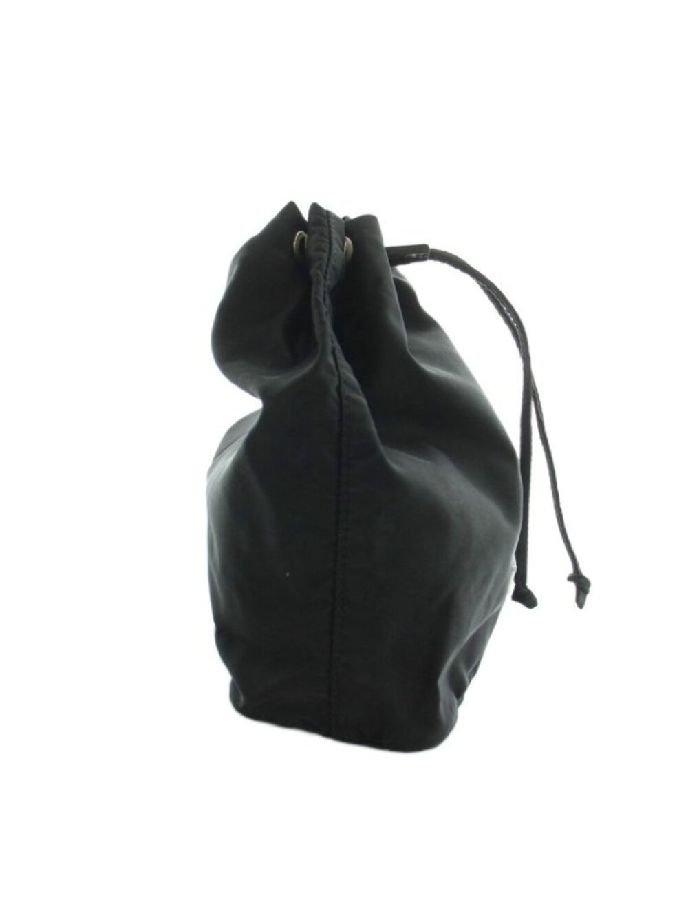 Prada Drawstring Pouch Vanity Nylon Triangle Plate Black - Picture 3 of 6